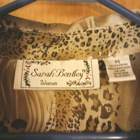 EUC Sarah Bentley Shear Leopard Print Blouse Animal Print Women's Size 2X - Picture 2 of 6